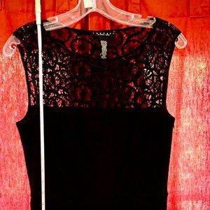 Laundry black lace top dress 4. Rayon, silk, cotton, stretch